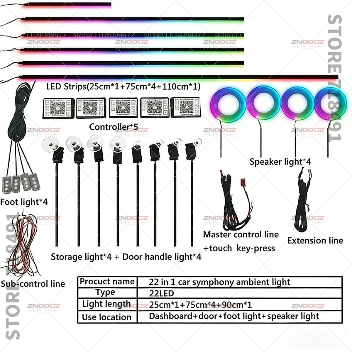 22in1 RGB سيارة الداخلية الاكر - مراجعة Lighting Decor Inc وسعره