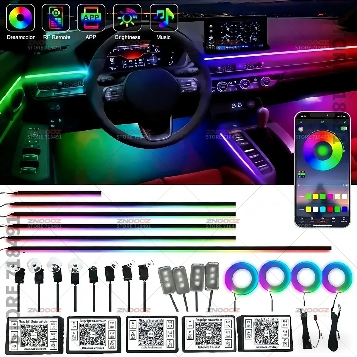 22in1 RGB سيارة الداخلية الاكر - مراجعة Lighting Decor Inc وسعره