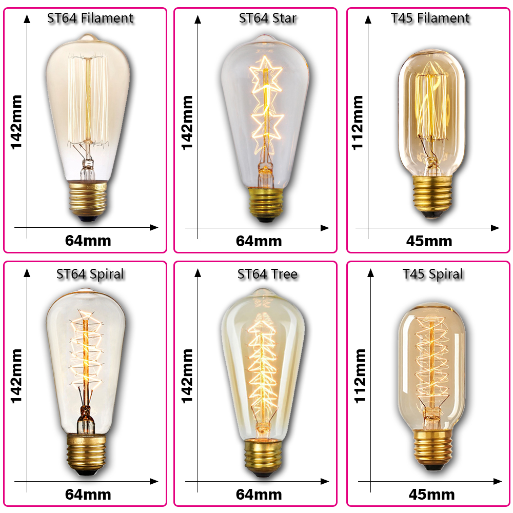 الرجعية اديسون ضوء لمبة E27 40 - مراجعة Lighting Decoration Ideas وسعره